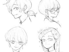 자캐들 두상 스케치