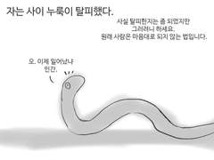 뱀이 탈피중인 만화 -하-
