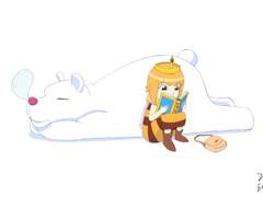 책 읽는 소녀 뒤에 곰 있음