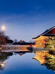 어두운 밤하늘의 달.