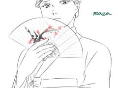 이성군의 부채 문양 구상 중