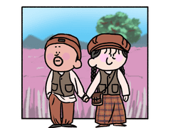 핑크뮬리 앞에서.