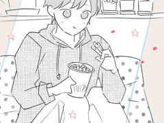 감자스틱과자 먹는 자캐