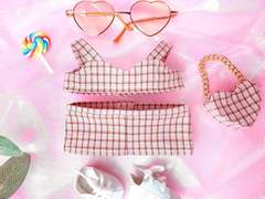 체크 뷔스티에 원피스