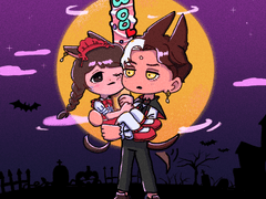 멋진 할로윈 날 빼빼로를 먹으며 300일을 기념하기.