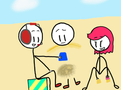 모래사장에서...