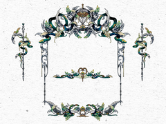 뱀과 잎사귀 프레임 프리소스