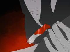 노점상 붉은 접이식 칼