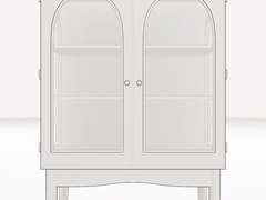 라운딩 유리 레트로 여닫이 3단 수납장