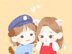 아기 고양이와 푸들 경찰관