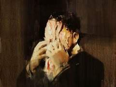 얼굴을 짓눌러 어그러지도록