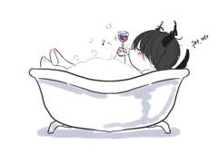 @:욕조에 누워서 와인 마시는 독자 거품목욕