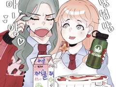 엽기떡볶이 오리지널에 쥬시쿨 복숭아