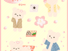 [굿노트 스티커] 벚꽃곰의 나들이🌸