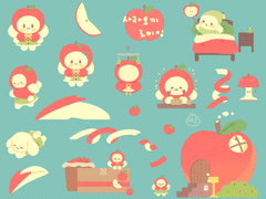 [굿노트 스티커]사과토끼 다꾸 스티커