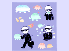 [굿노트 스티커] 해파리를 훔치는 회사원 스티커