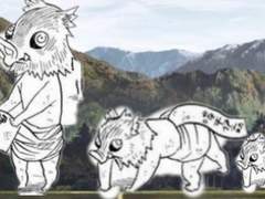 이노스케, 첫째아들, 둘째딸이랑 코토로코토로 놀이하는 우즈이노