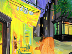 명작 재해석-아름의 포럼 광장에 있는 밤의 카페 테라스