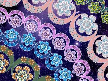 아르누보 풍 달을 품은 꽃 브러시 7종