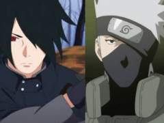 카카시와 사스케 사이에 끼이다