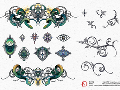 (유료) 뱀 모티브 프레임과 장식 소스