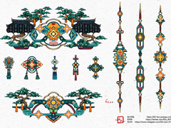 (유료) 단청 모티브 프레임과 장식 소스