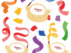 [굿노트스티커] 프라이 리본놀이 컨페티 스티커세트