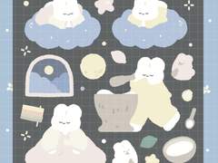 [틈새간격] 디지털스티커-떡 만드는 토끼(추석)