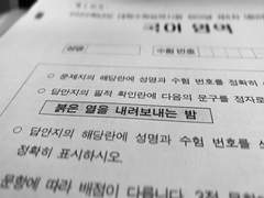 [제필] 답안지의 필적 확인란에 다음의 문구를 정자로 기재하시오. 3 (完)