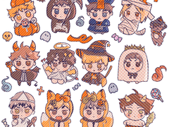 하이큐 할로윈 스티커🖤 🎃도안