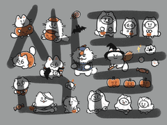 할로윈 샤냥이 스티커 도안 유료 배포