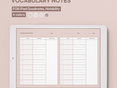 [굿노트 속지] 아이패드 굿노트 영어 단어장, 토익 단어 외국어 단어 암기 노트 - 가로형