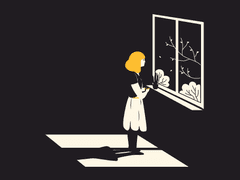 슬픔을 담은 미소를 지으며