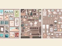 스티커 - 빈티지 뜨개