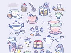 굿노트 스티커 - 스윗 펭귄 데꾸뻬 - 티타임