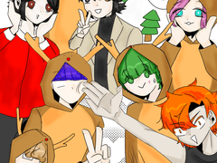 문크루 크리스마스 기념 눈싸움(?) 만화(폰그림)