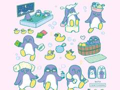 굿노트 스티커 - 스윗 펭귄 데꾸뻬 - 목욕