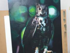 유화 그림-Long-eared Owl