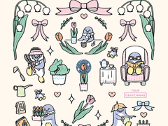 굿노트 스티커 - 스윗 펭귄 데꾸뻬 - 튤립