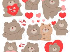 [굿노트스티커] 하트 테디베어 스티커
