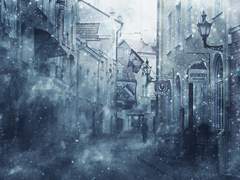 눈 덮인 거리를 걸으며