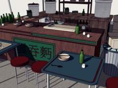 [웹툰 스케치업 배경] 홍콩 느와르 풍 음식 노점