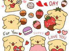 [굿노트스티커] 발렌타인 인절미댕댕 스티커