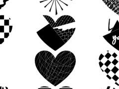 젠탱글 흑백 하트 스티커 도안!