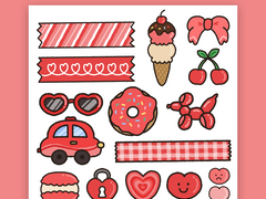 [굿노트 스티커] 레드 오브젝트 굿노트 스티커 공유