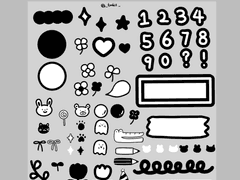 [굿노트 스티커] - 귀여운 흑백 스티커1