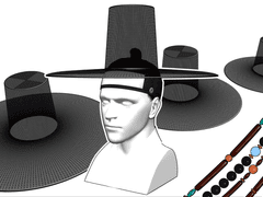 갓-흑립 3D 소재 + 갓끈 브러쉬