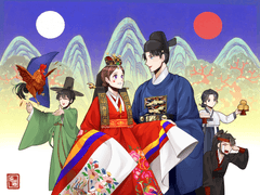 한복 친구들 일러스트