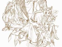 동양풍 마법사 단체 일러스트