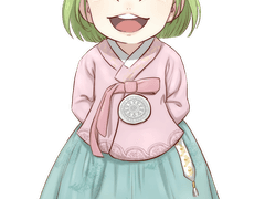 초록머리한복소녀